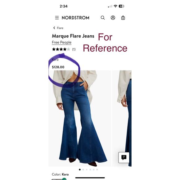 MSRP $128 FREE PEOPLE Marque Flare Jeans SIZE 27 | SAME DAY SHIP or NEXT DAY - Picture 9 of 10